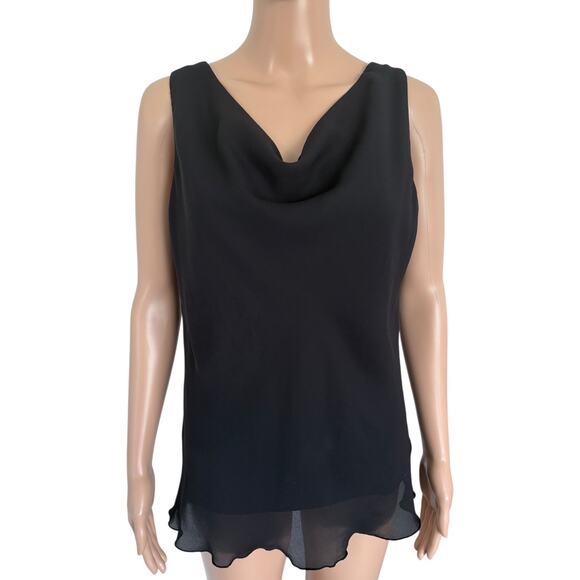 Y2K Style Cowl Neck Chiffon Top 10 Whimsigoth Fairy Grunge Simple Blouse Black - Picture 2 of 6